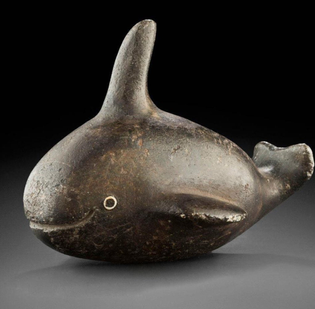 Soapstone carving of a whale. California, United States, Chumash culture (1200-1600 CE)