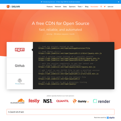 jsDelivr - A free, fast, and reliable CDN for Open Source
