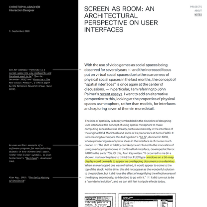 Screen As Room: An Architectural Perspective on User Interfaces