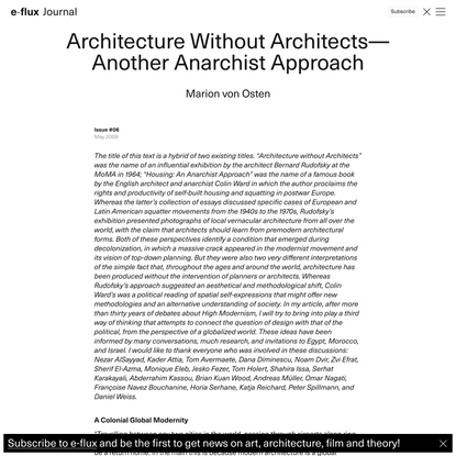Architecture Without Architects—Another Anarchist Approach - Journal #6 May 2009 - e-flux