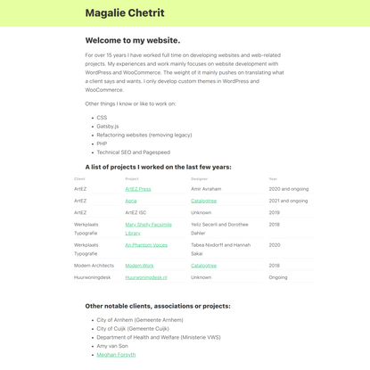 Portfolio website of Magalie Chetrit
