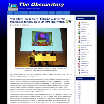 “The future – we’re there!” Rhizome talks Theresa Duncan and the new age of CD-ROM preservation | The Obscuritory