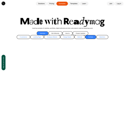 Examples of user projects made with Readymag