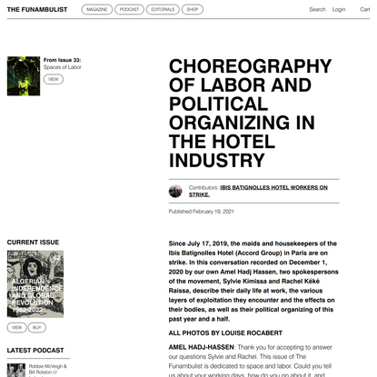 Choreography of Labor and Political Organizing in the Hotel Industry