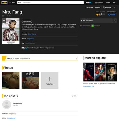 Mrs. Fang (2017) - IMDb