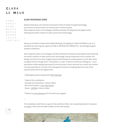 Slow Response Code — Clara Le Meur