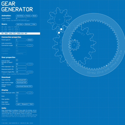 Involute spur gear generator and simulator