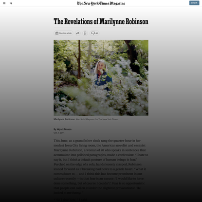 The Revelations of Marilynne Robinson (Published 2014)