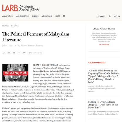 The Political Ferment of Malayalam Literature