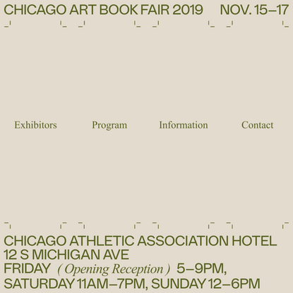 Chicago Art Book Fair 2019 — Home