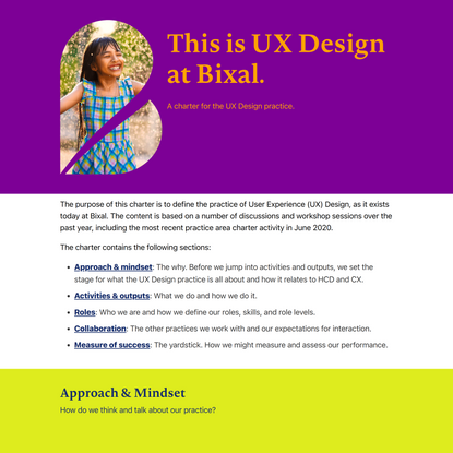 UX Design Practice Charter