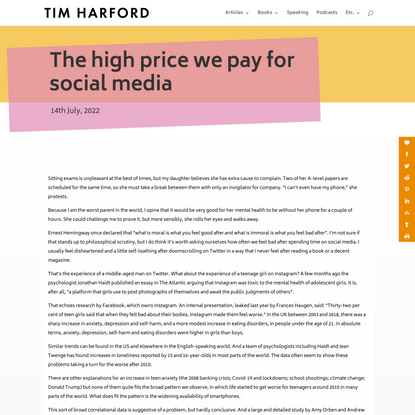 The high price we pay for social media | Tim Harford