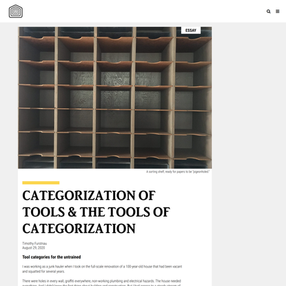 Categorization of tools &amp; the tools of categorization - Toolshed