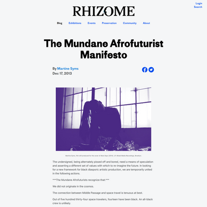 The Mundane Afrofuturist Manifesto
