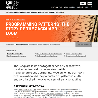 Programming patterns: the story of the Jacquard loom | Science and Industry Museum