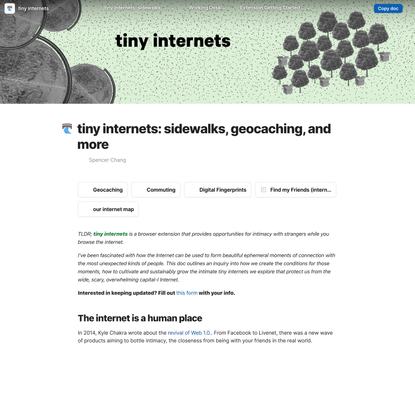 tiny internets: sidewalks, geocaching, and more · tiny internets