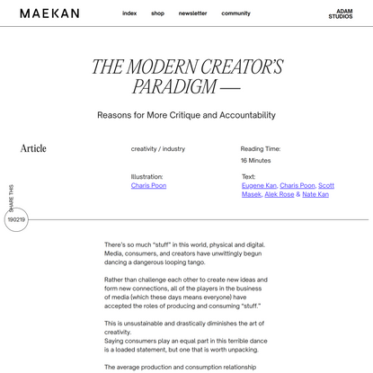 The Modern Creator’s Paradigm — Reasons for More Critique and Accountability - MAEKAN