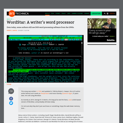 WordStar: A writer's word processor