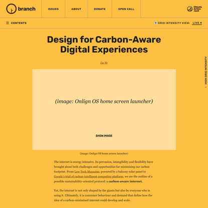Design for Carbon-Aware Digital Experiences - Branch