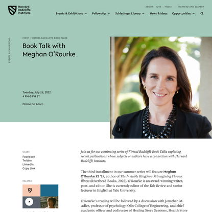 Book Talk with Meghan O’Rourke | Radcliffe Institute for Advanced Study at Harvard University