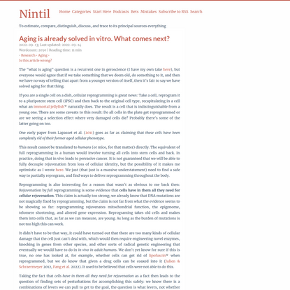 Nintil - Aging is already solved in vitro. What comes next?