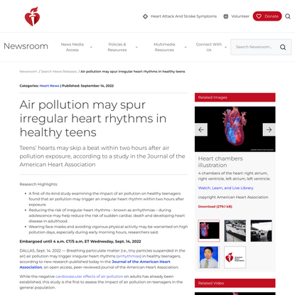 Air pollution may spur irregular heart rhythms in healthy teens