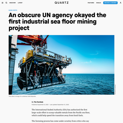 An obscure UN agency okayed the first industrial sea floor mining project