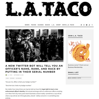 A New Twitter Bot Will Tell You an Officer's Name, Rank, and Race By Putting In Their Serial Number - L.A. TACO