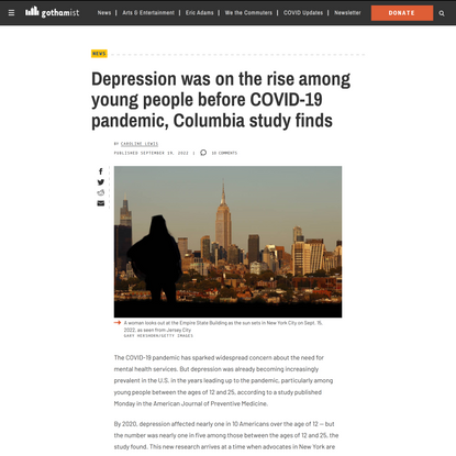 Depression was on the rise among young people before COVID-19 pandemic, Columbia study finds