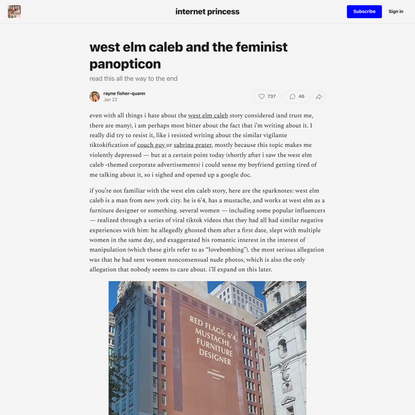west elm caleb and the feminist panopticon