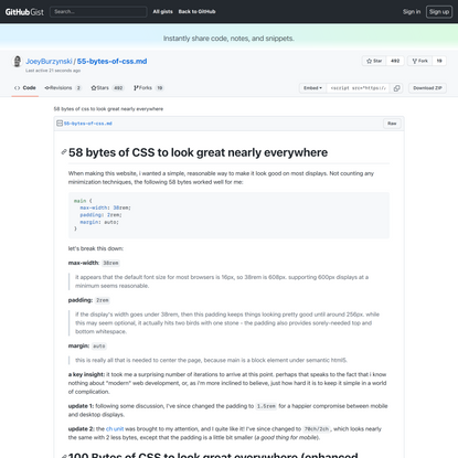 58 bytes of css to look great nearly everywhere