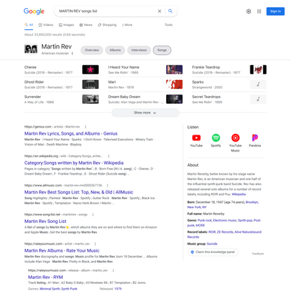 MARTIN REV songs list - Google Search