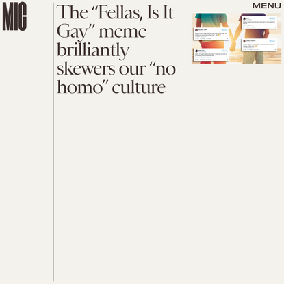 The “Fellas, Is It Gay” meme brilliantly skewers our “no homo” culture