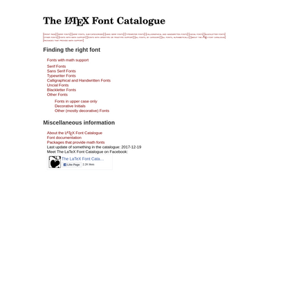 The LaTeX Font Catalogue - Front Page