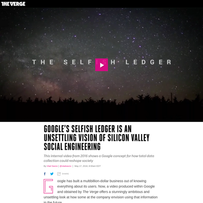 Google's Selfish Ledger is an unsettling vision of Silicon Valley social engineering