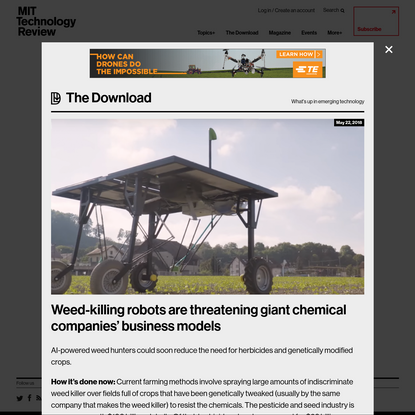 Weed-killing robots are threatening giant chemical companies' business models