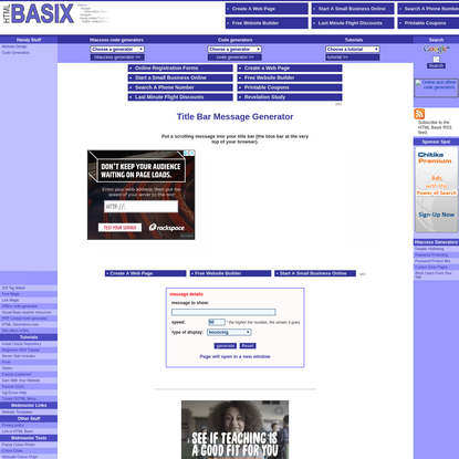 HTML Basix - title bar messages
