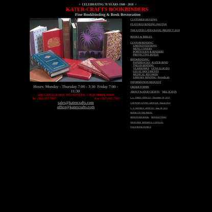 Kater-Crafts Bookbinders, Fine Bookbinding, book and bible restoration, family owned, oldest and largest Library bindery in ...