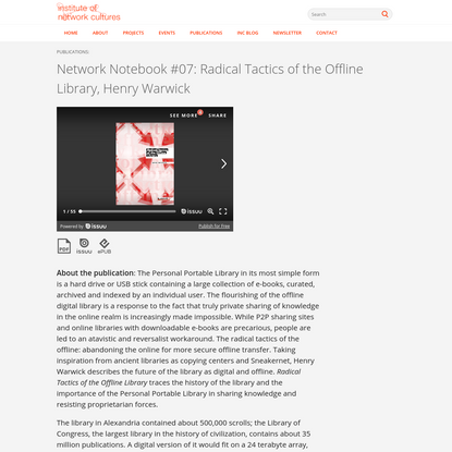 Network Notebook #07: Radical Tactics of the Offline Library, Henry Warwick