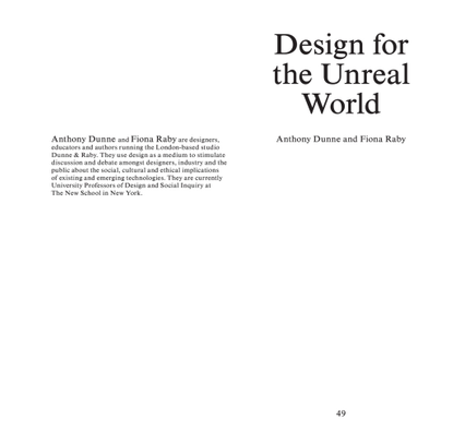 Design for the Unreal World