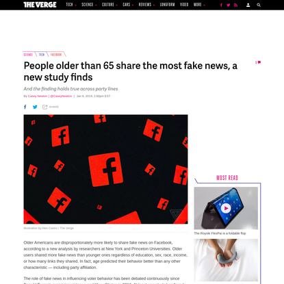 People older than 65 share the most fake news, a new study finds