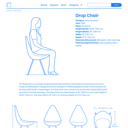 Drop Chair Dimensions &amp; Drawings | Dimensions.Guide