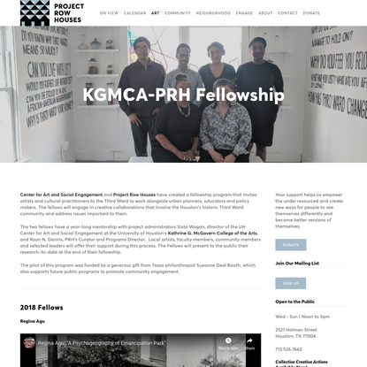 KGMCA-PRH Fellowship | Project Row Houses