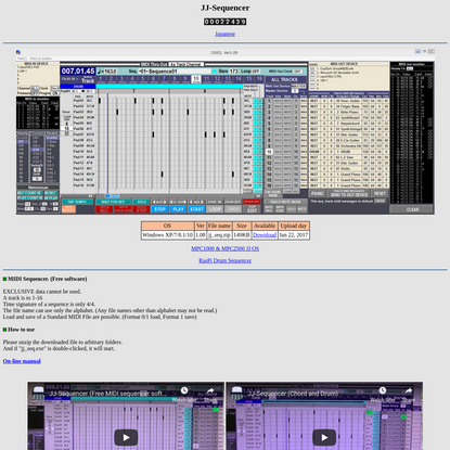 Free MIDI sequencer software "JJ Sequencer"